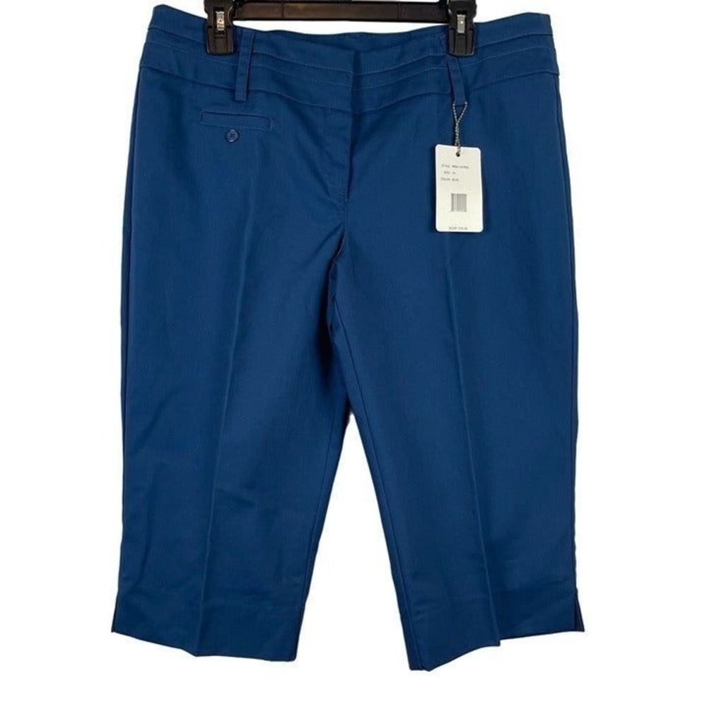 Zac & Rachel Shorts Women 14 Blue Bermuda Stretch City